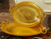 سینی طلایی مارک Lusail رنگ ثابت ۲ عددی بیضی