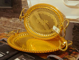سینی طلایی مارک Lusail رنگ ثابت ۲ عددی بیضی