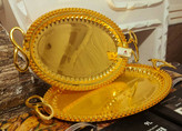سینی طلایی مارک Lusail رنگ ثابت ۲ عددی بیضی